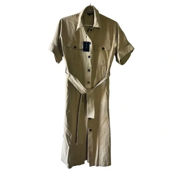 Massimo Dutti NWT khaki cotton tench shirt dress - Picture 13 of 15